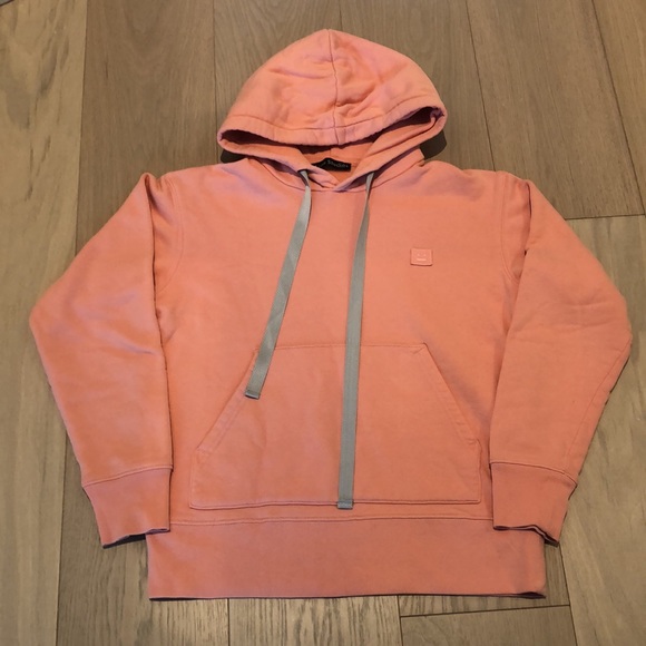 Acne Studios Ferris Face Cotton Hoodie - Salmon Pink - Picture 4 of 4